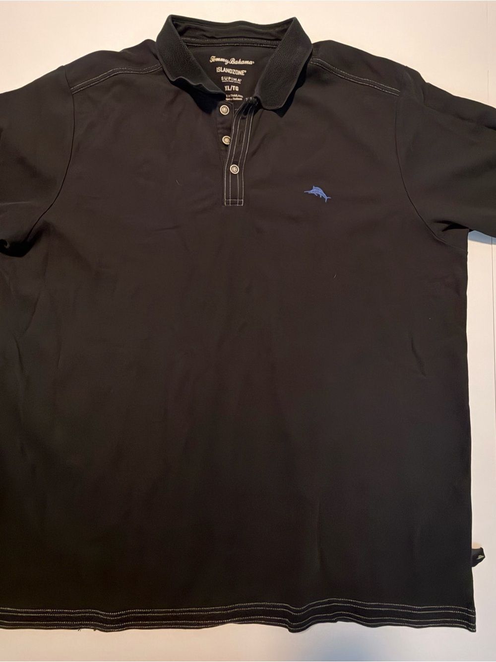 Tommy Bahama Black Polo with Blue Marlin Logo-XL